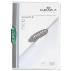 Durable Swingclp Crystal Folder Polypropylene Capacity 30 Sheets A4 Dark Green Ref 2260/32 [Box 25]