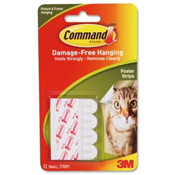 3M Command Adhesive Poster Strips Clean-removing Holding Capacity 0.45kg Ref 17024 [Pack 12]