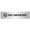 No Smoking Sign Brushed Aluminium Acrylic 190x45mm