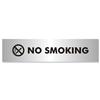 No Smoking Sign Brushed Aluminium Acrylic 190x45mm