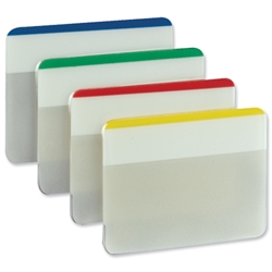 Post-it® Index Filing Tabs Strong Flat 51x38mm Six Each of 4 Colours Assorted Ref 686-F1 [Pack 6]