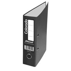 Rexel Colorado Lever Arch File Plastic 80mm Spine A4 Black Ref 28145 [Pack 10]