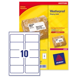 Avery Weatherproof Shipping Labels Laser 10 per Sheet 99.1x57mm White Ref L7992-25 [250 Labels]