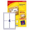 Avery Weatherproof Shipping Laser Labels 4 per Sheet White- L7994-25