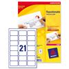 Avery Repositionable Address Labels Jam Free 21 per Sheet 63.5x38.1mm Ref L7960-100 [2100 Labels]