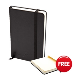 Silvine Executive Soft Feel Notebook Ruled with Marker Ribbon 90gsm A4 Black Ref 198BK - Free Pocket Notebook