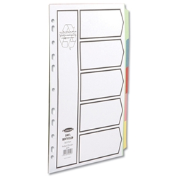 Concord Recycled Dividers 230 micron Card with Coloured Tabs 5-Part A4 White Ref 48099