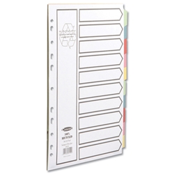 Concord Recycled Dividers 230 micron Card with Coloured Tabs 10-Part A4 White Ref 48199