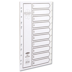 Concord Recycled Dividers 230 micron Card with Printed Tabs 1-10 A4 White Ref 48301