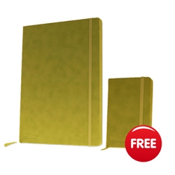 Silvine Executive Soft Feel Notebook Ruled with Marker Ribbon 90gsm A4 Lime Green Ref 198G - Free Pocket Notebook