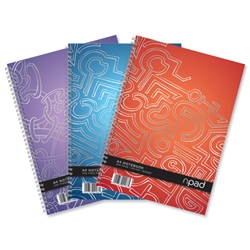 Oxford npad Modern Notebook Twin Wirebound 80gsm Ruled Margin 4 Holes 200pp A4+ Ref 100080105 [Pack 3]