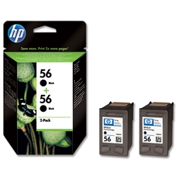 Hewlett Packard (HP) No. 56 Inkjet Cartridge 19ml Black Ref C9502ae [Pack 2]
