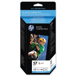 Hewlett Packard (HP) No. 57 Photo Starter Pack Tri-Colour Cartridge 60 Sheets 10x15cm Paper Ref Q7942AE - Item image