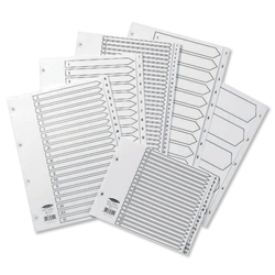 Concord Index PVC 145 Micron Punched 4 Holes 1-15 A4 White Ref 06501