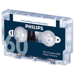 Philips Mini Cassette Dictation 60 Minutes Total 30 per Side Ref 0007 [Pack 10]