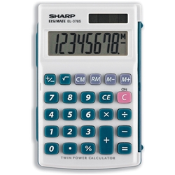 Sharp Calculator Handheld Battery Solar-power 8 Digit 4 Key Memory 72x115x12mm Ref EL376SB