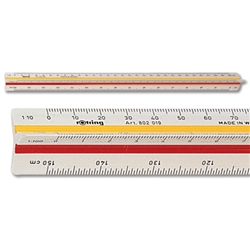 Rotring Ruler Triangular Reduction Scale 4 Architect 1-10 to 1-500 with 2 Coloured Flutings Ref S0220641
