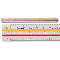 Rotring Ruler Triangular Reduction Scale9 Mechanical 1-10 to 1-500 with 2 Coloured Flutings Ref S0237031