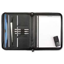 Alassio Conference Folder Zipped 3 Compartments A4 Leather-look Black Ref 30042