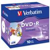 Verbatim DVD+R Recordable Disk Inkjet Printable Write-once Cased 16x 1
