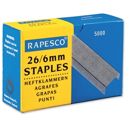 Rapesco Staples 26/6mm Ref S11662Z3 [Box 5000]
