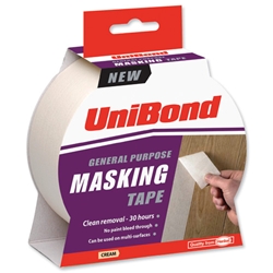 Unibond Masking Tape Crepe Paper 30 Hours No Deposit 25mmx50m Ref 1400398