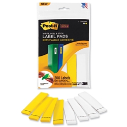 Post-it® Super Sticky Label Pads 15x57.1mm White and Yellow Ref 2900-WY [200 Labels]