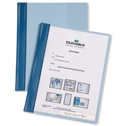 Durable Management Flat File Plastic Clear Front with Title Strip A4 Blue Ref 2510/06