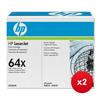 Hewlett Packard (HP) No. 64X Laser Cartridge Black Ref CC364X (Pack 1) x 2 - Bundle Cashback Offer