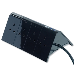 Philex Power Ridge Surge Protection Socket 4-Way 6500 Max.Amps 1m Piano Black Ref 76924R