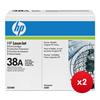 Hewlett Packard (HP) No. 38A Laser Cartridges Black Ref Q1338D (Pack 2) x 2 - Bundle Cashback Offer