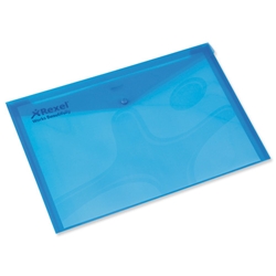 Rexel Popper Wallet Folder Polypropylene A4 Translucent Blue Ref 16129Bu [Pack 5]