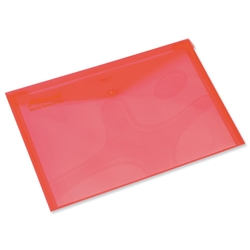 Rexel Popper Wallet Polypropylene A4 Translucent Red Ref 16129Rd [Pack 5]