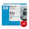 Hewlett Packard (HP) No. 51X Laser Cartridge Black Ref Q7551X (Pack 1) x 2 - Bundle Cashback Offer