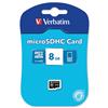 Verbatim Micro SDHC Media Memory Card Low Power Consumption Capacity 8GB Ref 47204/44004