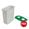 Durabin Slim Bin 60 Litres Grey Ref S10496050 - Free Green Slim Bin Lid Durabin Slim Bin 60 Litres Grey Ref S10496050 - Free Green Slim Bin Lid