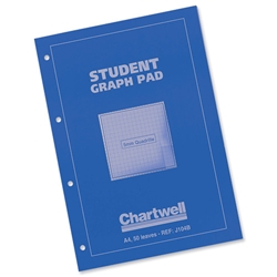 Chartwell Student Graph Pad 70gsm 5mm Quadrille 50 Sheets A4 Blue Cover Ref J6Q4B