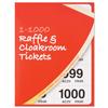 Cloakroom or Raffle Tickets Numbered 1-1000 Assorted Colours [Pack 6]