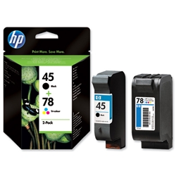 Hewlett Packard (HP) No.45 & 78 Inkjet Cartridge Page Life 833/450pp Black/Colour Ref SA308AE [Pack 2]