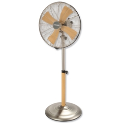 Bionaire Pedestal Fan Tilt Oscillating 3-Speed Dia.406mm H880-1180mm Chrome and Beech Ref BASF40B-IUK - Item image