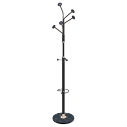 Alba Festival Hat and Coat Stand Tubular Steel with Umbrella Holder and 5 Pegs Black Ref PMFESTY N