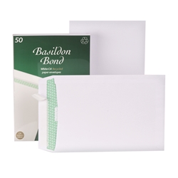 Basildon Bond C4 Envelopes from Recycled Pocket Peel and Seal Envelopes,100gsm White Ref L80281 [Pack 50]