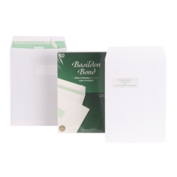 Basildon Bond Envelopes Recycled Pocket Window Peel and Seal 100gsm C4 White Ref B80285 [Pack 50]