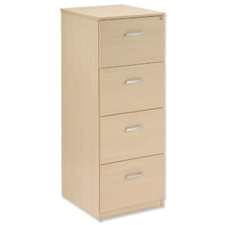 Trexus Wooden Filing Cabinet Lockable 4 Drawer Foolscap W476xD598xH1320mm Maple - Item image