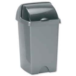 Addis Roll Top Waste Bin Composite Plastic W280xD310xH460mm 24 Litres Metallic Ref 510679/510694