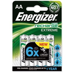 Energizer Battery Rechargeable Advanced NiMH Capacity 2500mAh LR06 1.2V AA Ref 625997 [Pack 4]