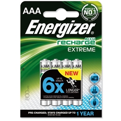 Energizer Battery Rechargeable Advanced NiMH Capacity 800mAh LR03 1.2V AAA Ref 627948 [Pack 4]
