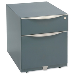 Trexus Filing Pedestal Steel Low Under-desk 2 Drawer Foolscap W420xD564xH495mm Grey