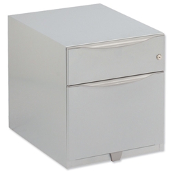 Sonix Filing Pedestal Steel Low Under-desk 2 Drawer Foolscap W420xD564xH495mm Silver