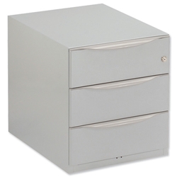 Sonix Pedestal Steel Low Under-desk 3 Drawer W420xD564xH495mm Silver